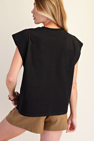 Round Neck Contrast Sleeveless Top