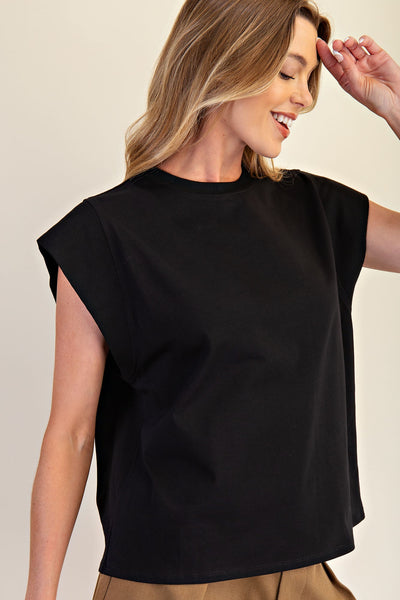 Round Neck Contrast Sleeveless Top