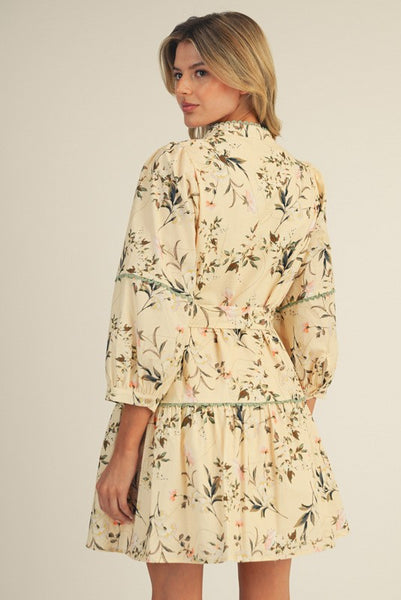 Waist Tie Tiered Floral Dress