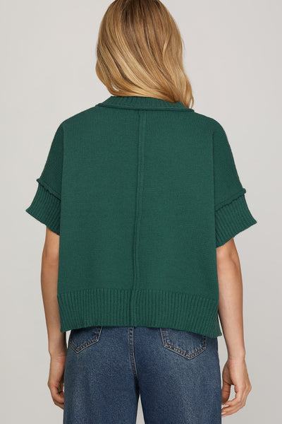 Half Sleeve Crew Neck Sweater Top