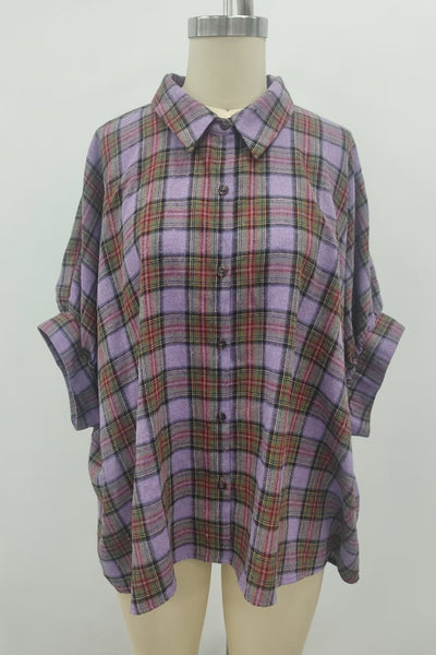 Oversized Button Down Plaid Shirt