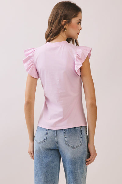 Flutter Sleeves Round Neck Top