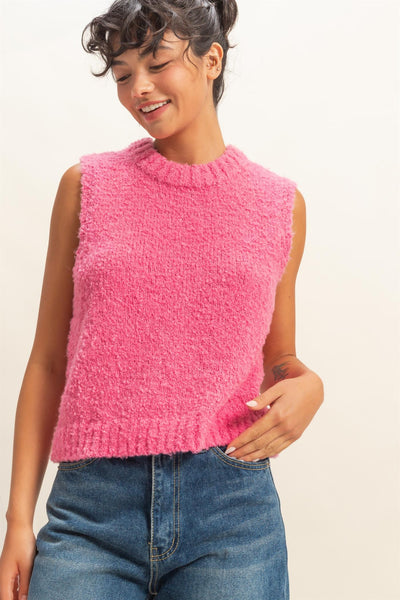 Crew Neck Sleeveless Sweater Vest