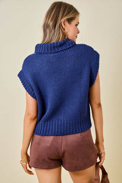 Sleeveless Turtleneck Sweater Top
