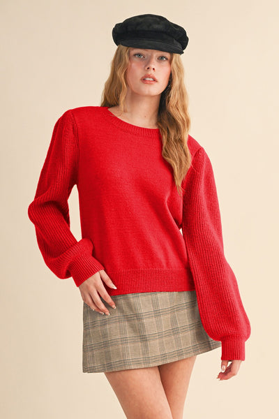 Ribbed Puff Sleeve Sweater