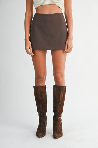 Solid High Waist Mini Skort