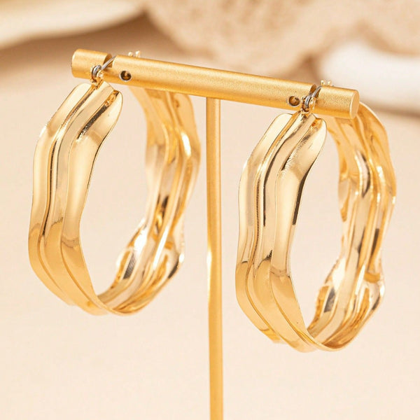 18k Stainless Steel Puffy Hoop Earrings