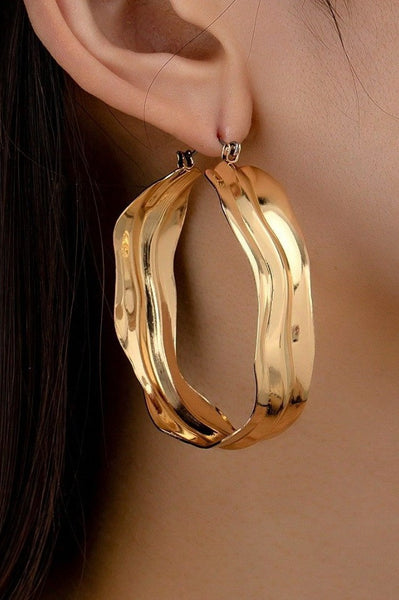 18k Stainless Steel Puffy Hoop Earrings