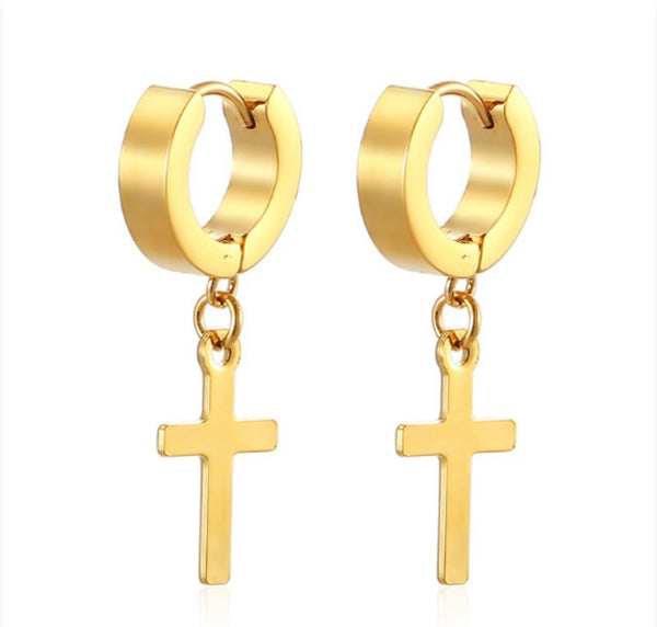 18k Stainless Steel Cross Earrings