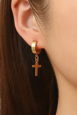 18k Stainless Steel Cross Earrings