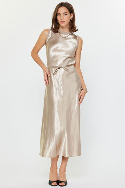 Metallic Front Midi Knit Dress