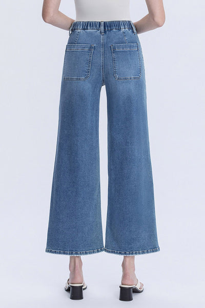 Vervet HR Elastic Waist Ankle Wide Jeans