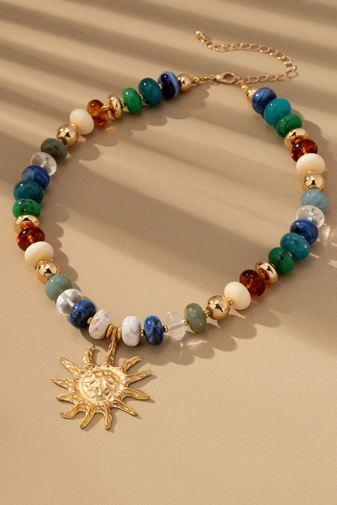 Chunky Beaded Charm Necklace