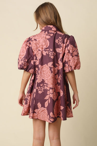 Floral Puff Sleeve Mini Dress