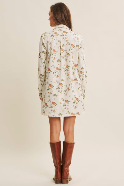 Mineral-Washed Victorian Floral Mini Dress