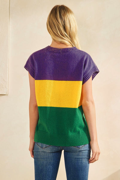Sequin Mardi Gras Sweater Vest
