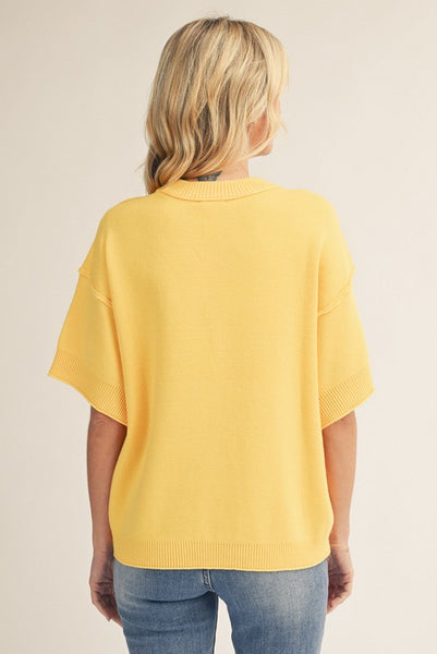 Raw Edge Accent Sweater Top