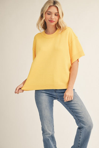 Raw Edge Accent Sweater Top