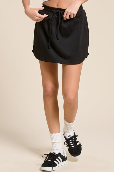 Drawstring Tie Waist Skort