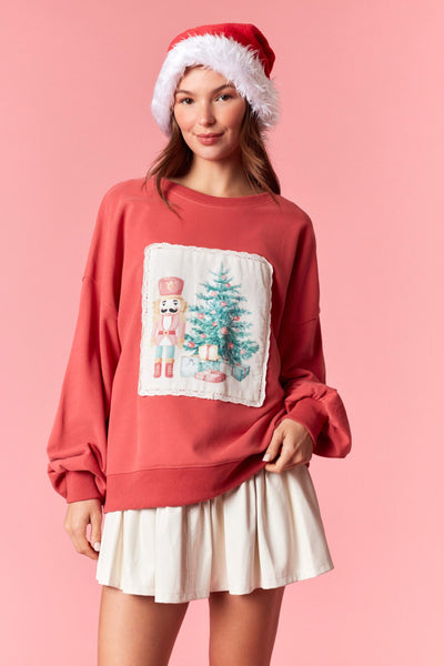 Christmas Corduroy Patch Sweatshirt