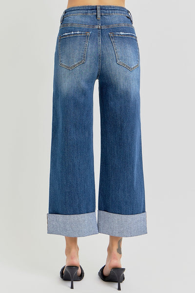 Risen HR Ankle Wide Cuffed Jeans