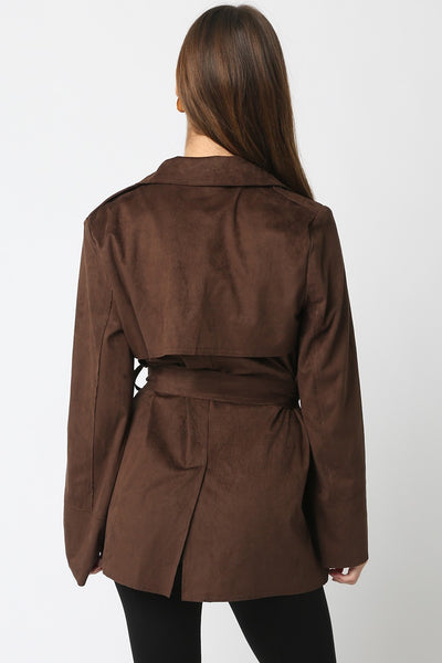 Suede Waist Tie Belt Jacket