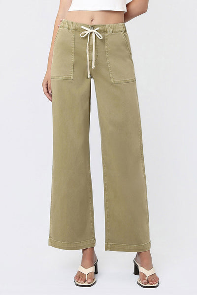 Vervet HR Elastic Drawstring Baggy Wide Jeans