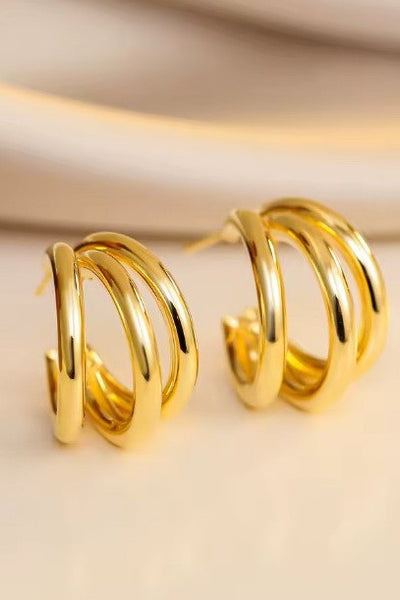 18k Stainless Steel Triple Circular Hoop Earrings