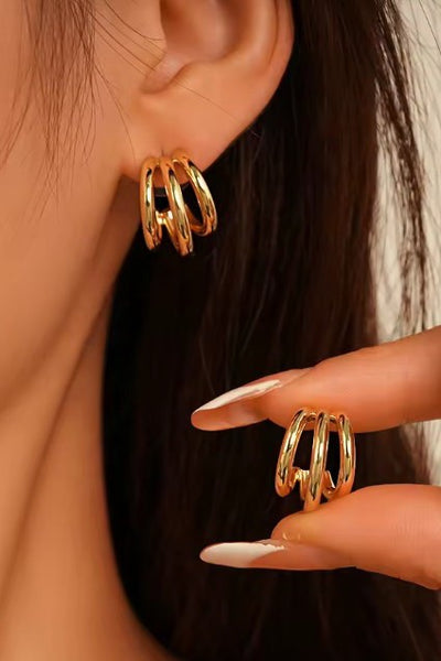 18k Stainless Steel Triple Circular Hoop Earrings