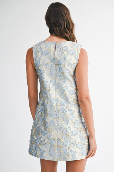 Floral Jacquard Sleeveless A-Line Mini Dress