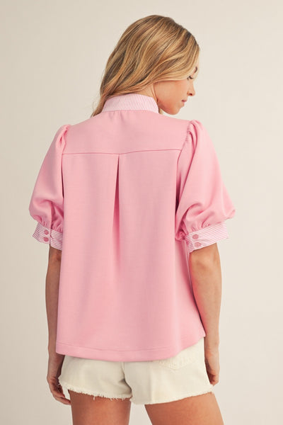Stripe Contrast Accent Solid Top