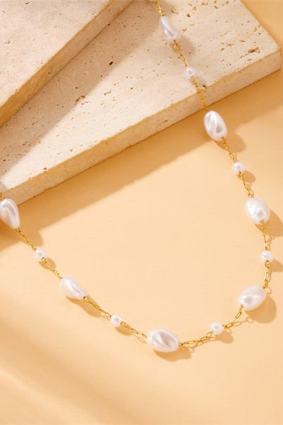 18k Stainless Steel Pearl Necklace