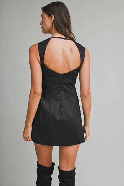 Square Neckline Open Back Mini Dress