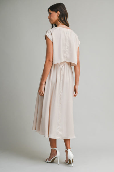 Satin Crop Top & Midi Skirt Set