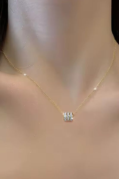 18k Stainless Steel Barrel Rhinestone Necklace