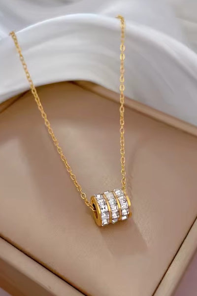 18k Stainless Steel Barrel Rhinestone Necklace