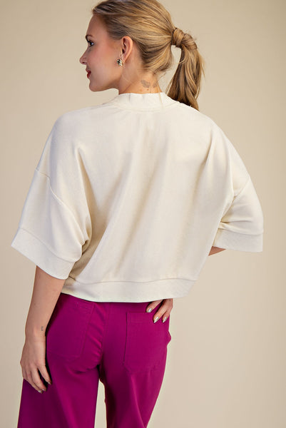 Crew Neck Textured Knit Top