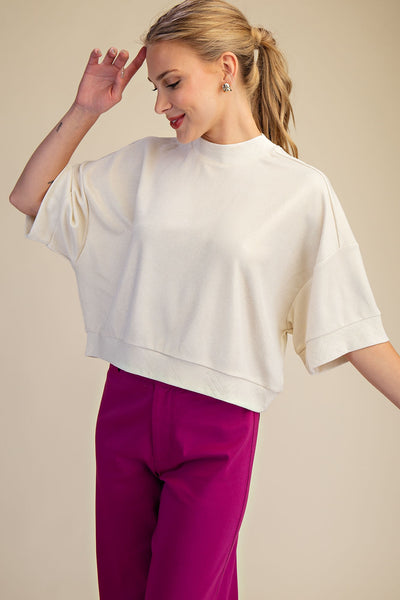 Crew Neck Textured Knit Top