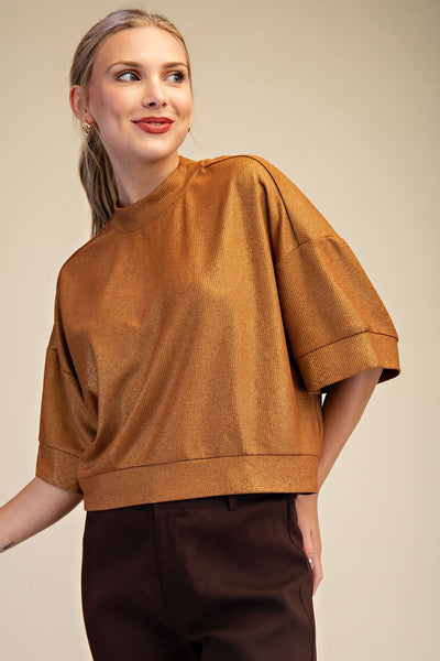 Crew Neck Textured Knit Top
