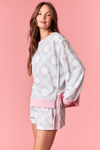 Floral French Terry Rib Sweatshirt