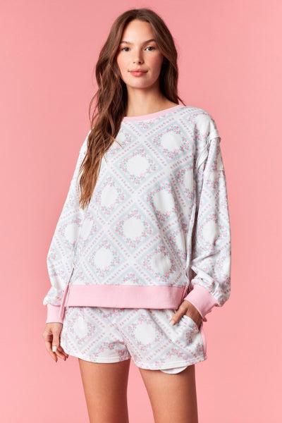 Floral French Terry Rib Sweatshirt