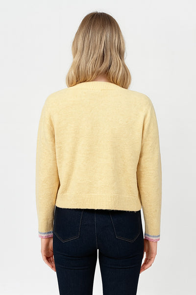 Button Up Cardigan W/ Multicolor Accents