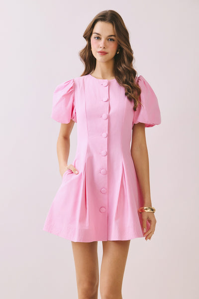 Puff Sleeve Button Down Dress