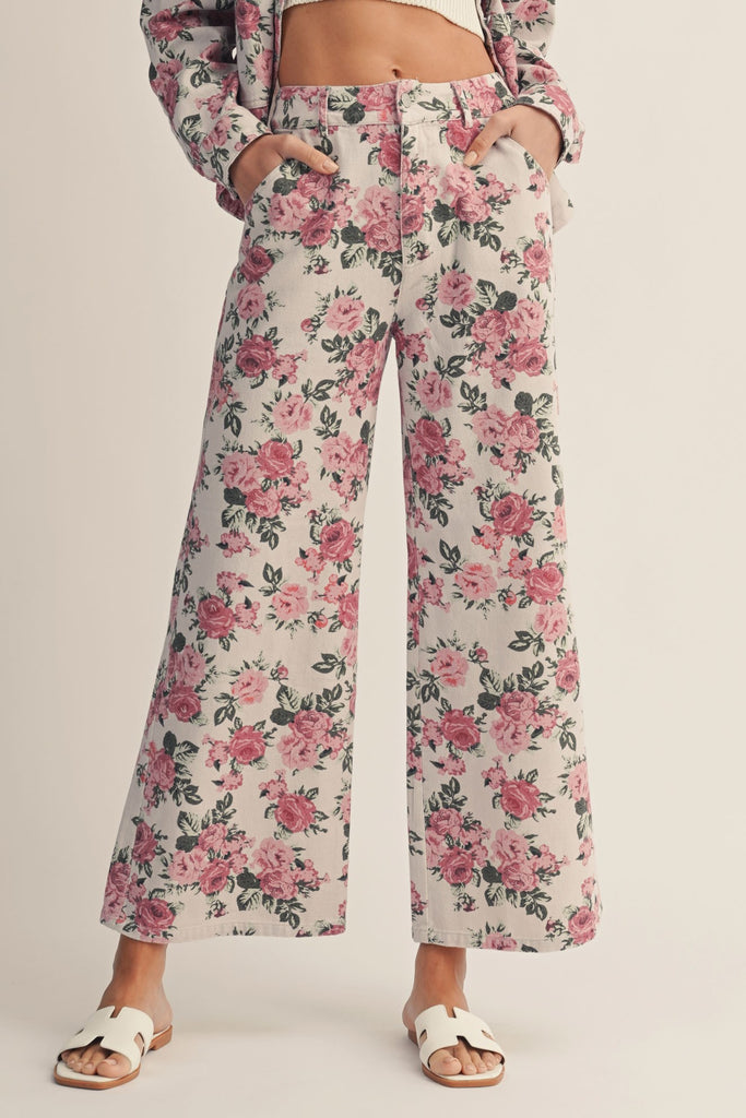 Washed High Waist Wide Leg Pant