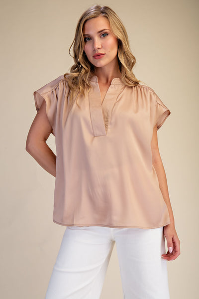 V-Neckline Cap Sleeve Top