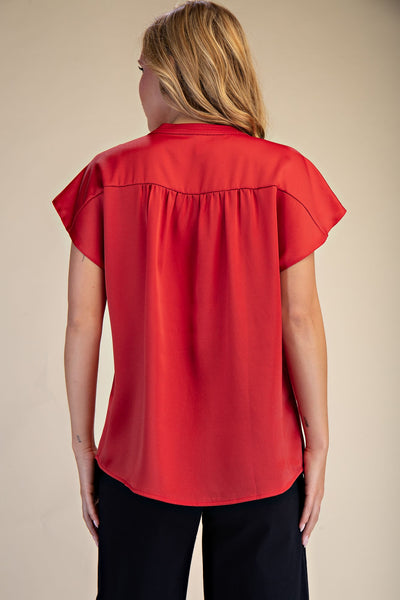 V-Neckline Cap Sleeve Top