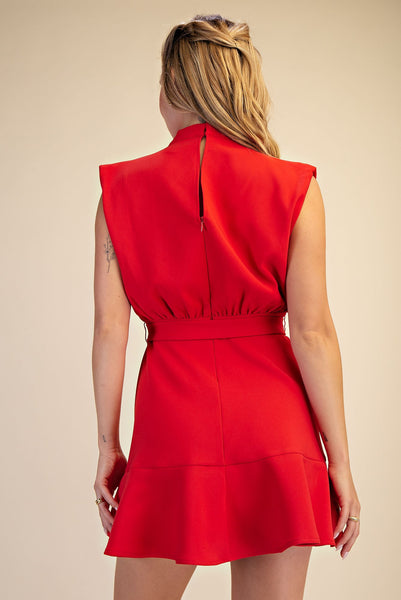 Cowl Neck Sleeveless Mini Dress