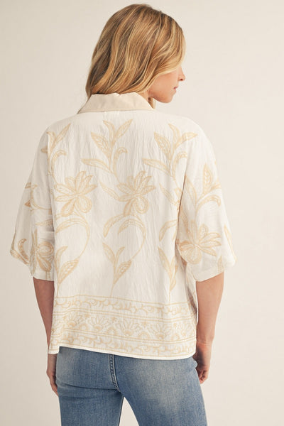 Drop Shoulder Embroidered Top