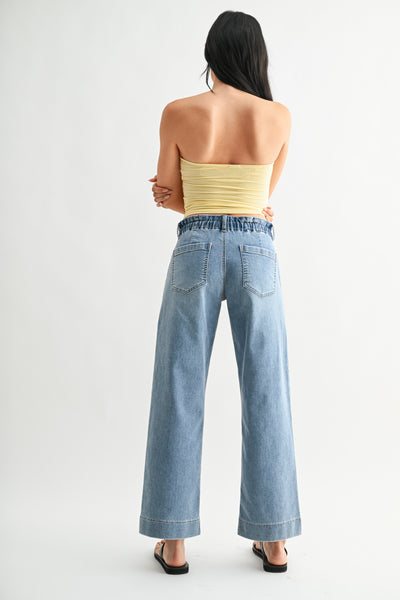 JBD Pull On Drawstring Wide Leg Jean