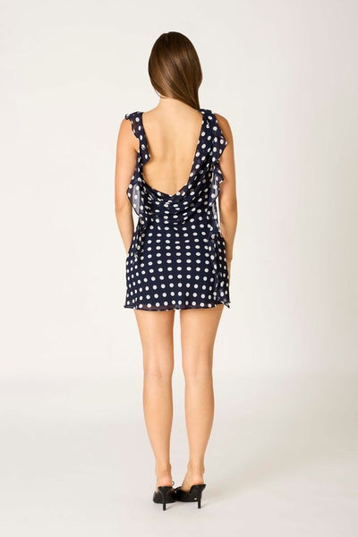 Polka Dot Print Ruffle Mini Dress